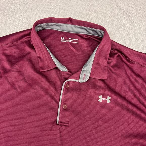 Under Armour Polo Shirt Mens 3XL Red Loose Fit Heatgear Performance Golf Stretch - Picture 3 of 7
